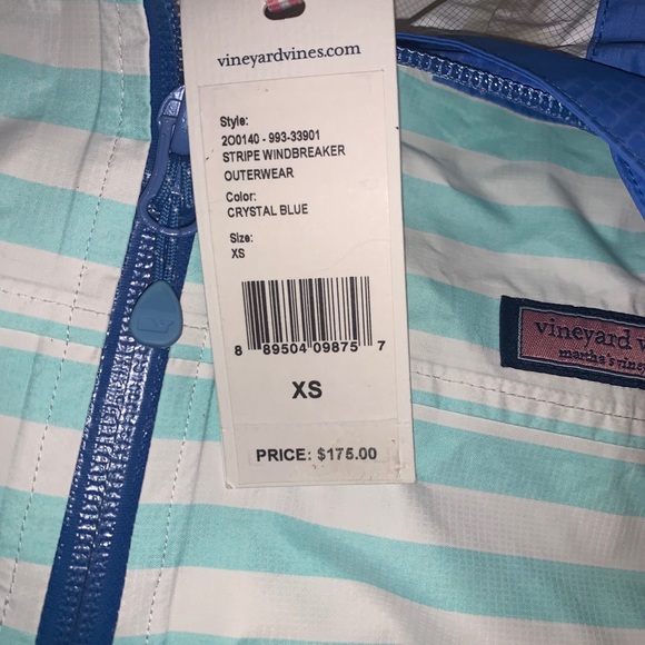 Vineyard Vines Stripe Shep Shirt Windbreaker XS Extra Small Crystal Blue - Picture 4 of 5
